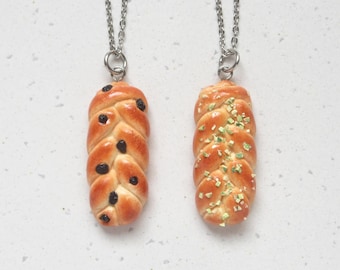 Challah Bread Necklace, Raisin Or Pistachio, Miniature Food Accessories