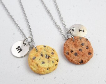 Miniature Cookie Necklace With Initial Tag, Personalized Gifts For Best Friend