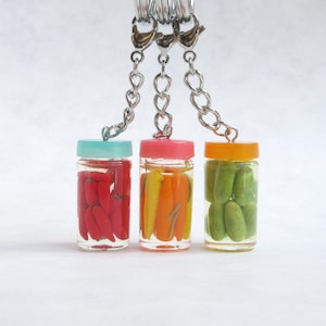 Collier ou porte-clés pot de cornichons, cadeaux miniatures pour meilleur ami