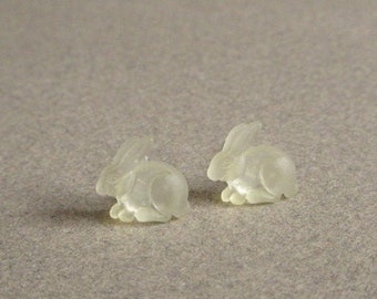 Frosted Rabbit Stud Earrings Matte Resin Bunny Hypoallergenic Plastic Ear Posts