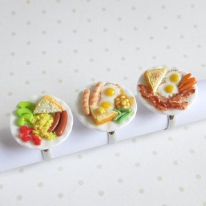 Breakfast Ring, Miniature Food, Polymer Clay Egg, Sausage, Bread, Bacon, Quirky Gift For Chef