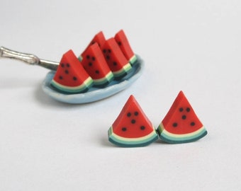 Sliced Watermelon Stud Earrings