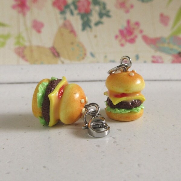 Breloque hamburger, collier cheeseburger, hamburger en pâte polymère, bijoux alimentaires miniatures, cadeau pour ami