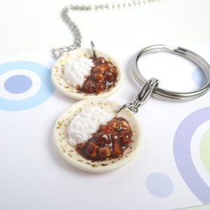 Japanese Curry Rice Charm Keychain, Miniature Polymer Clay Food