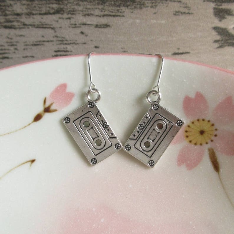 Cassette Tape Earrings Silver Charm Earrings Quirky Jewelry Etsy