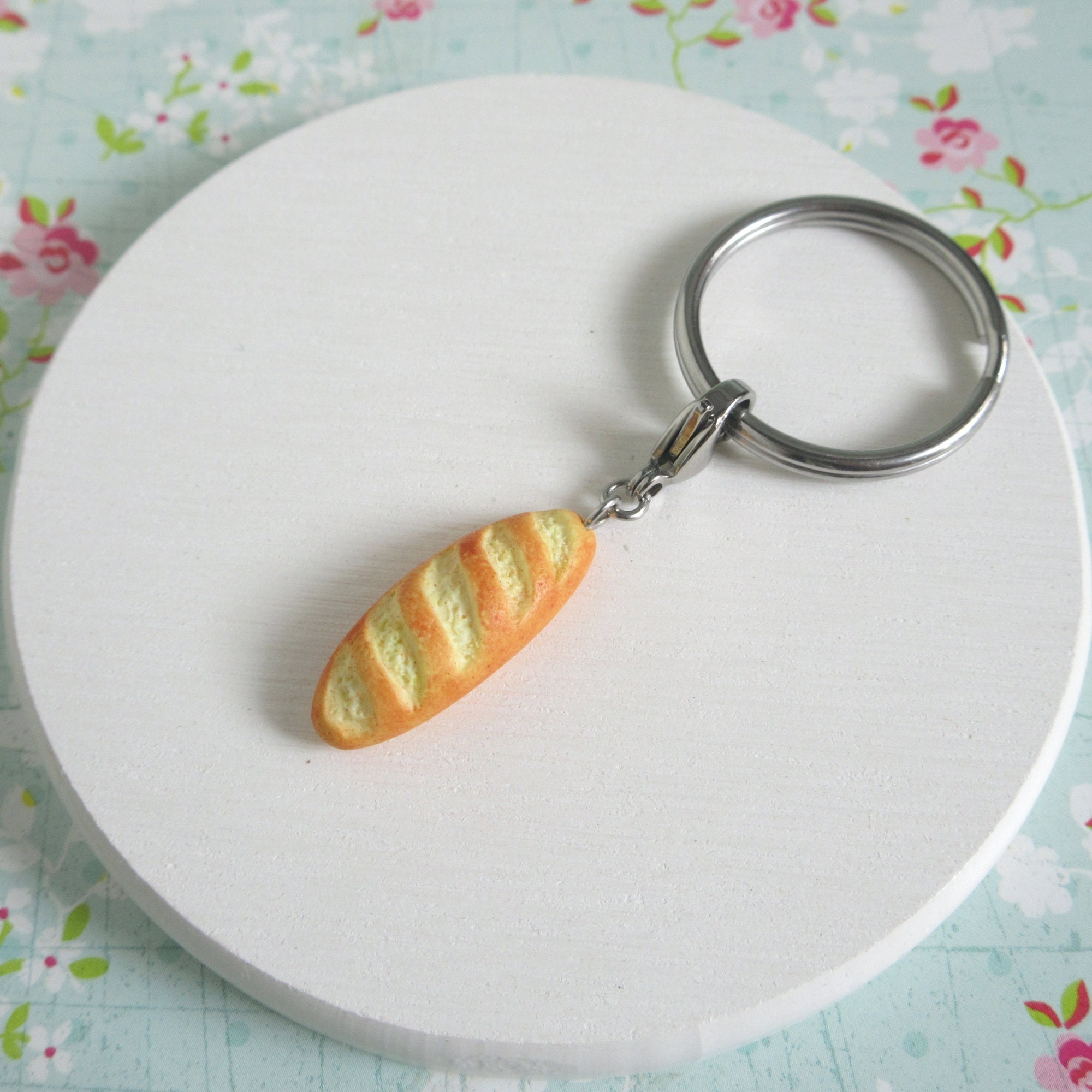 Baguette Charm, Miniature Stick Bread, Add on Keychain