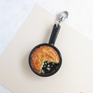Cast Iron Skillet Cornbread Charm, Polymer Clay Miniature Food