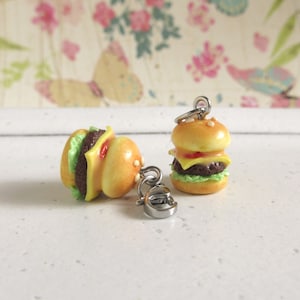 Hamburger Charm, Cheeseburger Necklace, Polymer Clay Burger, Miniature Food Jewelry, Gift For Friend