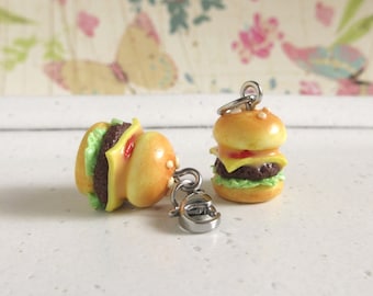 Handmade Polymer Clay Cheeseburger Charm: Miniature Food Jewelry