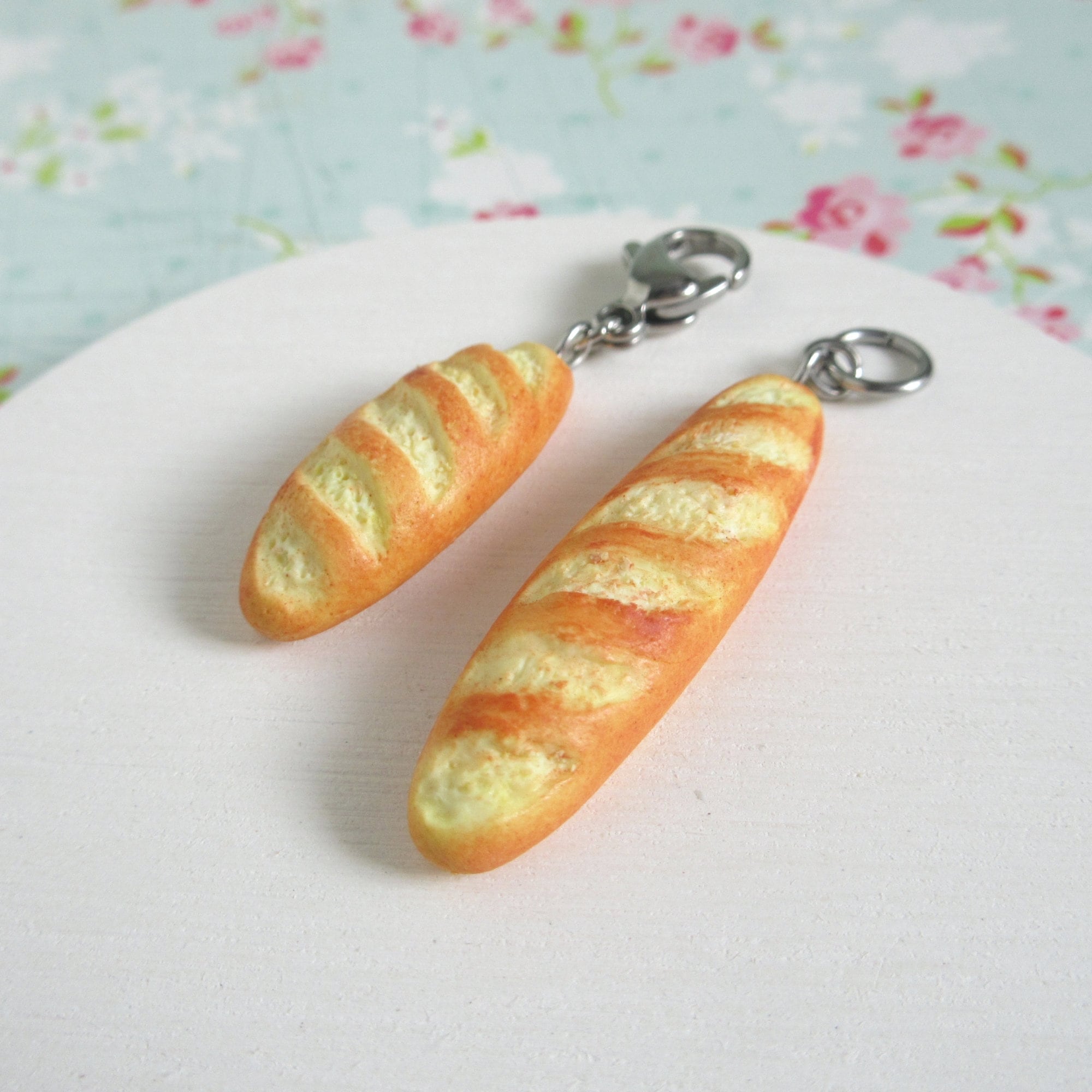 Baguette Charm, Miniature Stick Bread, Add on Keychain