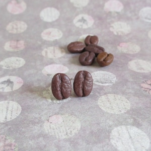 Coffee Bean Earrings, Polymer Clay Food Jewelry, Personalized Gift