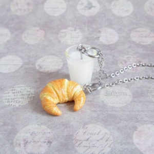 Collier petit déjeuner, pendentif croissant et verre de lait miniatures, cadeaux amusants pour elle