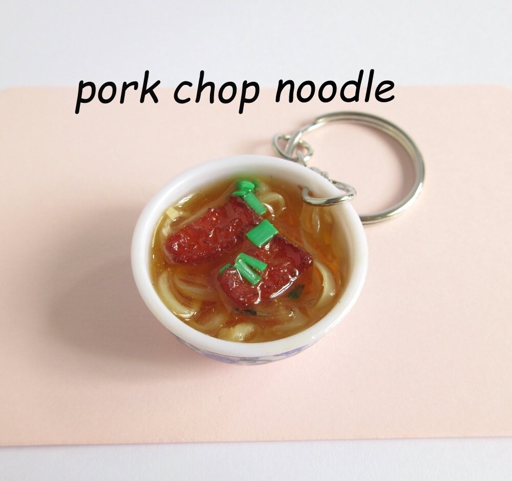 Noodle Bowl Keychain Ramen Noodle Chicken Leg Fried Egg Etsy