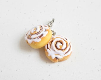 Mini Cinnamon Roll Charm, Polymer Clay Food, Handmade Pastry Jewelry