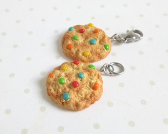 Rainbow Chocolate Cookie Charm Necklace, Polymer Clay Miniature Food, Matching Earring Set