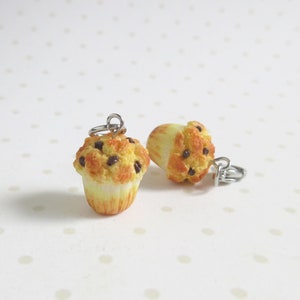 Muffin Charm, Chocolate Chip Cupcake Necklace, Polymer Clay Food Jewelry, Miniature Cake Keychain