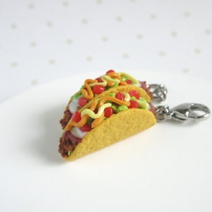 Taco Charm Necklace, Or Earrings, Polymer Clay Miniature Food Jewelry