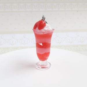 Miniature Strawberry Parfait, Fake Food Charm, Cute Dessert Party Gifts For Her