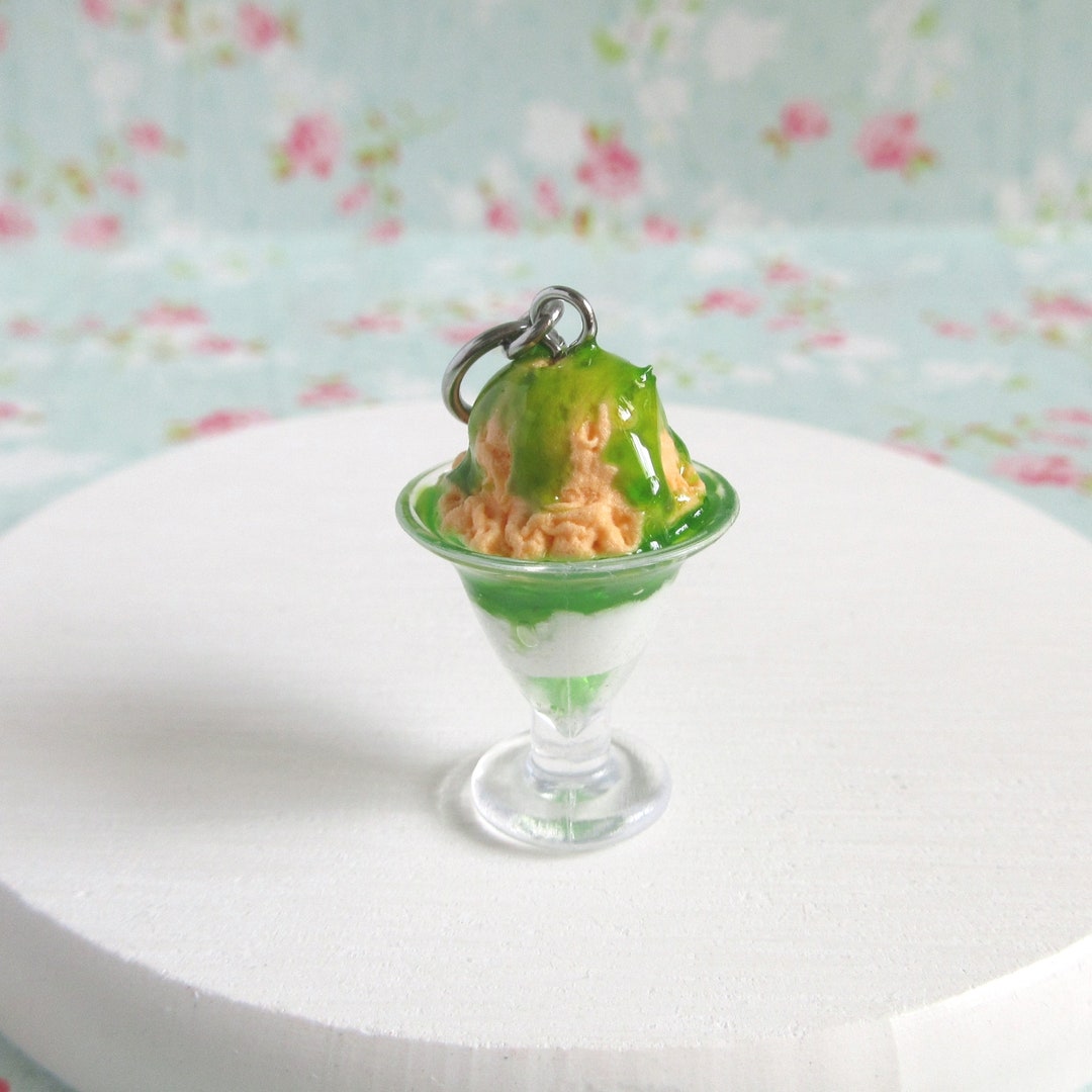 Miniature Dessert Parfait Charm, Apricot Ice Cream Lime Jello Flavours