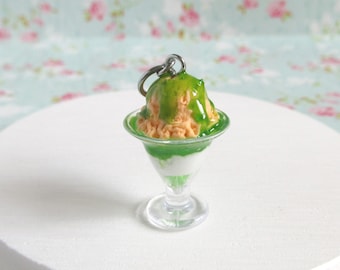 Miniature Dessert Parfait Charm, Apricot Ice Cream Lime Jello Flavours, Gifts For Food Lover