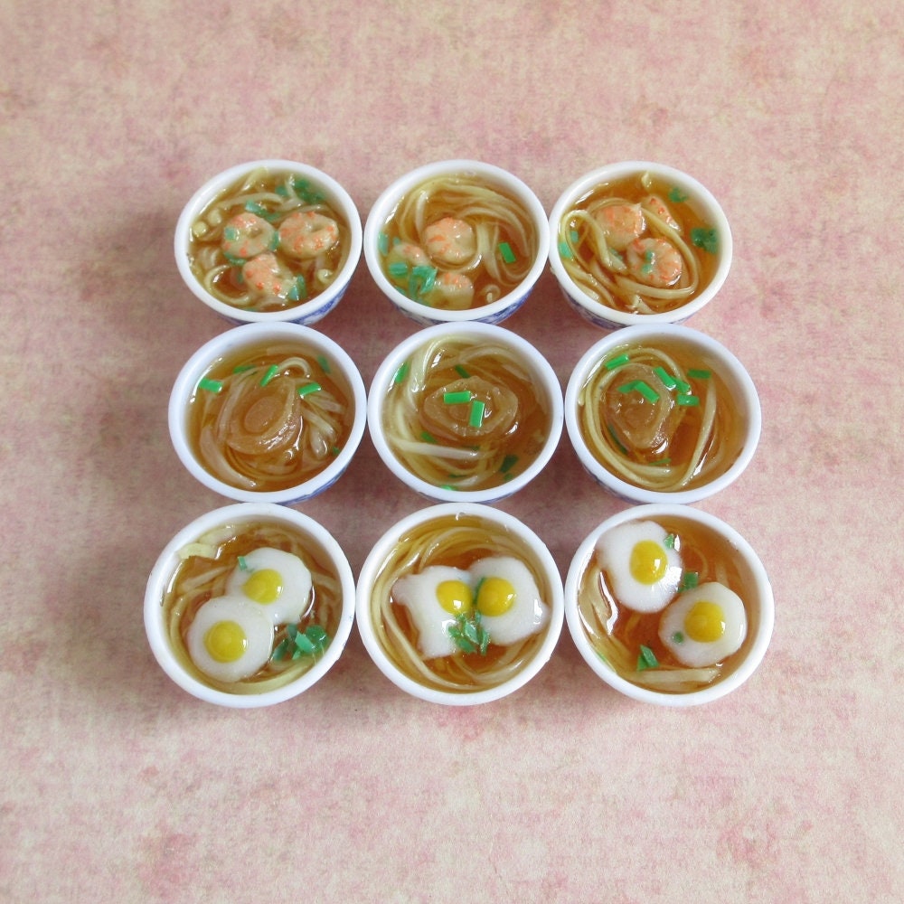 Noodle Bowl Keychain Ramen Noodle Chicken Leg Fried Egg Etsy