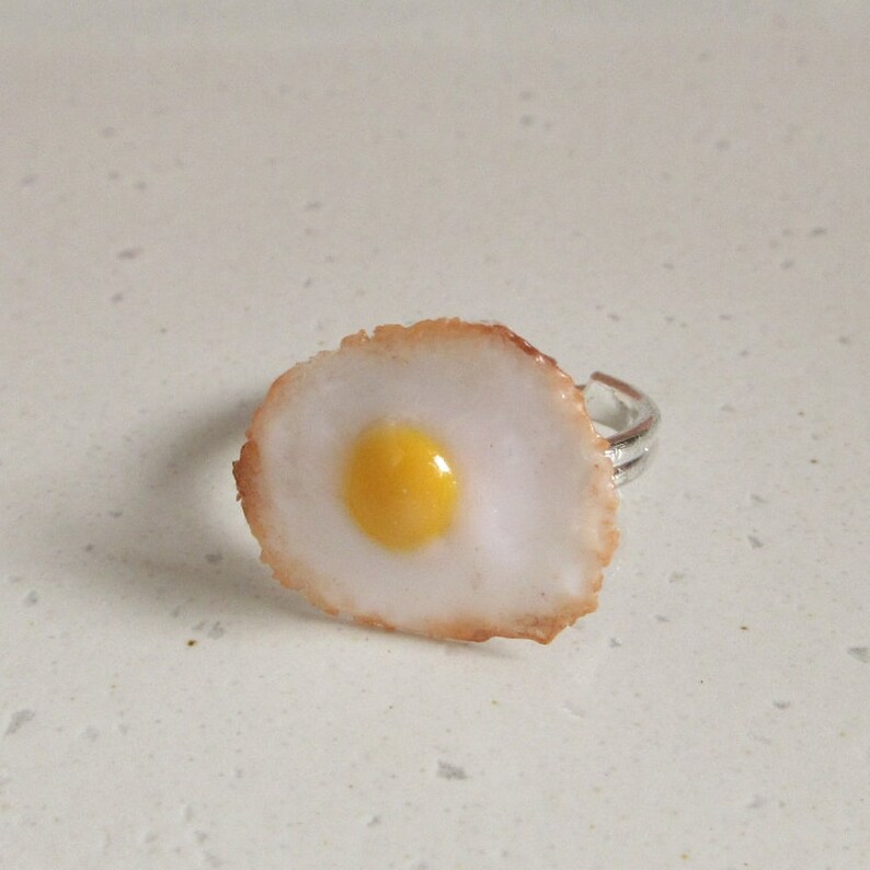 Fried Egg Ring Sunny Side Up Polymer Clay Silver Tone Etsy