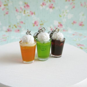 Miniature Soda Float Charm, Coke, Fanta Or Green Fruit, Personalized Gift For Best Friend