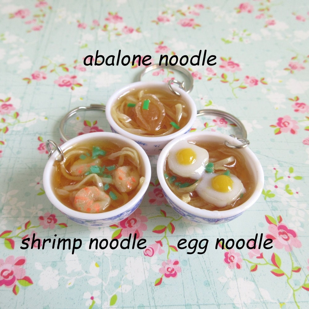 Noodle Bowl Keychain Ramen Noodle Chicken Leg Fried Egg Etsy