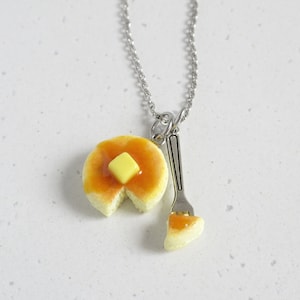 Butter Honey Pancake Necklace With Fork Charm