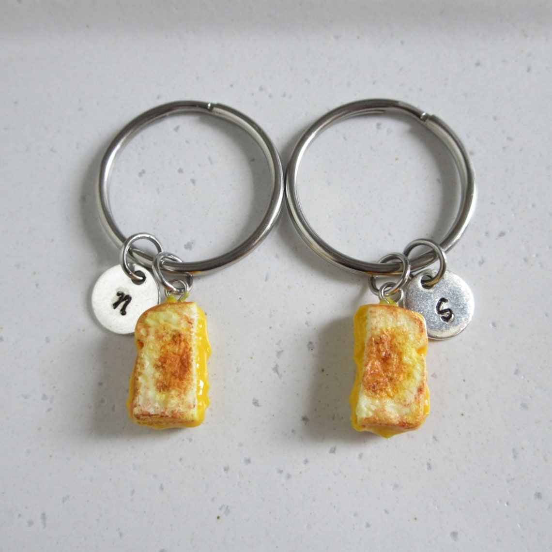 Grilled Cheese Sandwich Keychain or Necklace Initial Charm Etsy