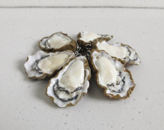 Oyster Charm, Miniature Oyster Necklace, Polymer Clay Seafood Earrings, Food Keychain, Stitch Marker, Quirky Jewelry