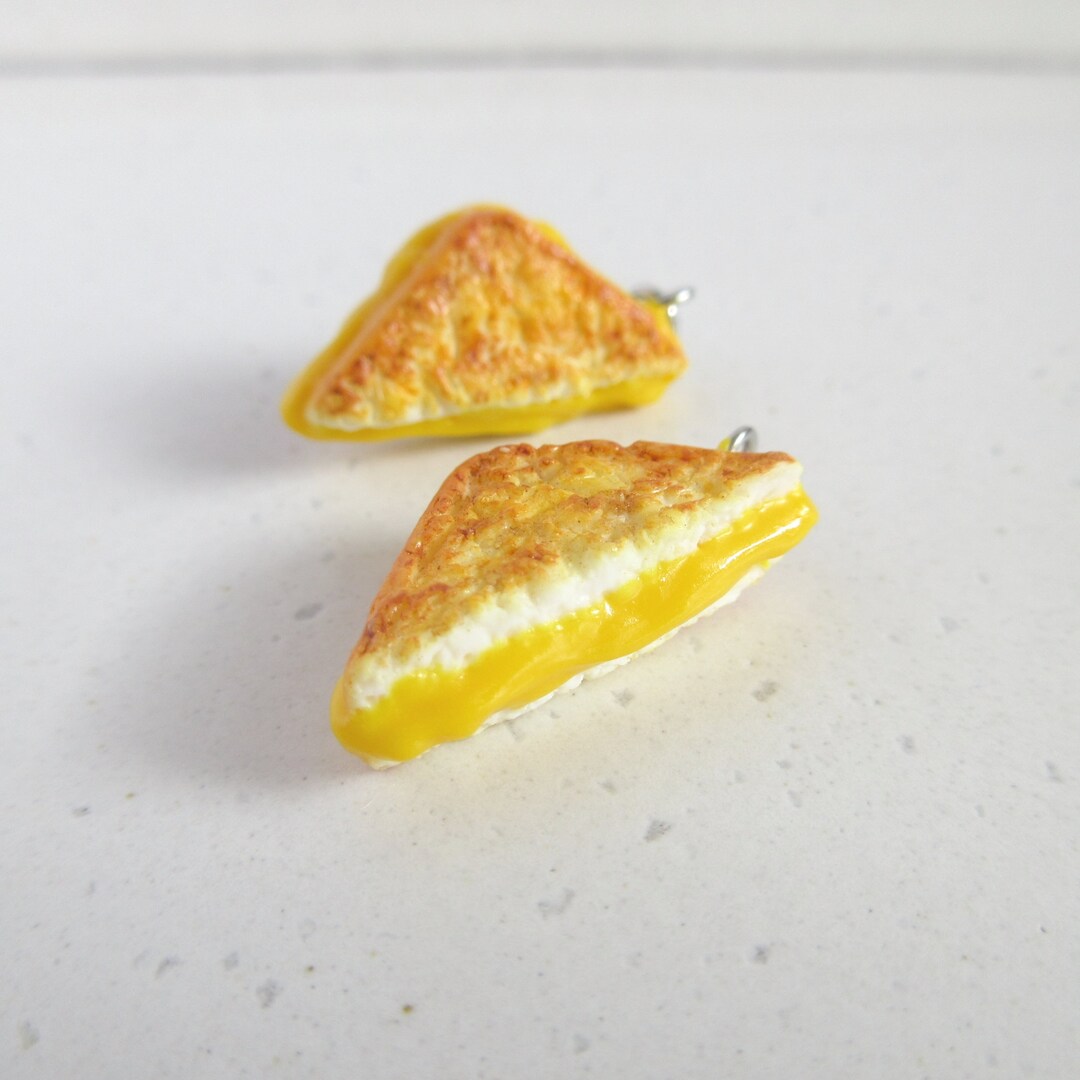 Grilled Cheese Charm, Polymer Clay Sandwich, Miniature Food Necklace