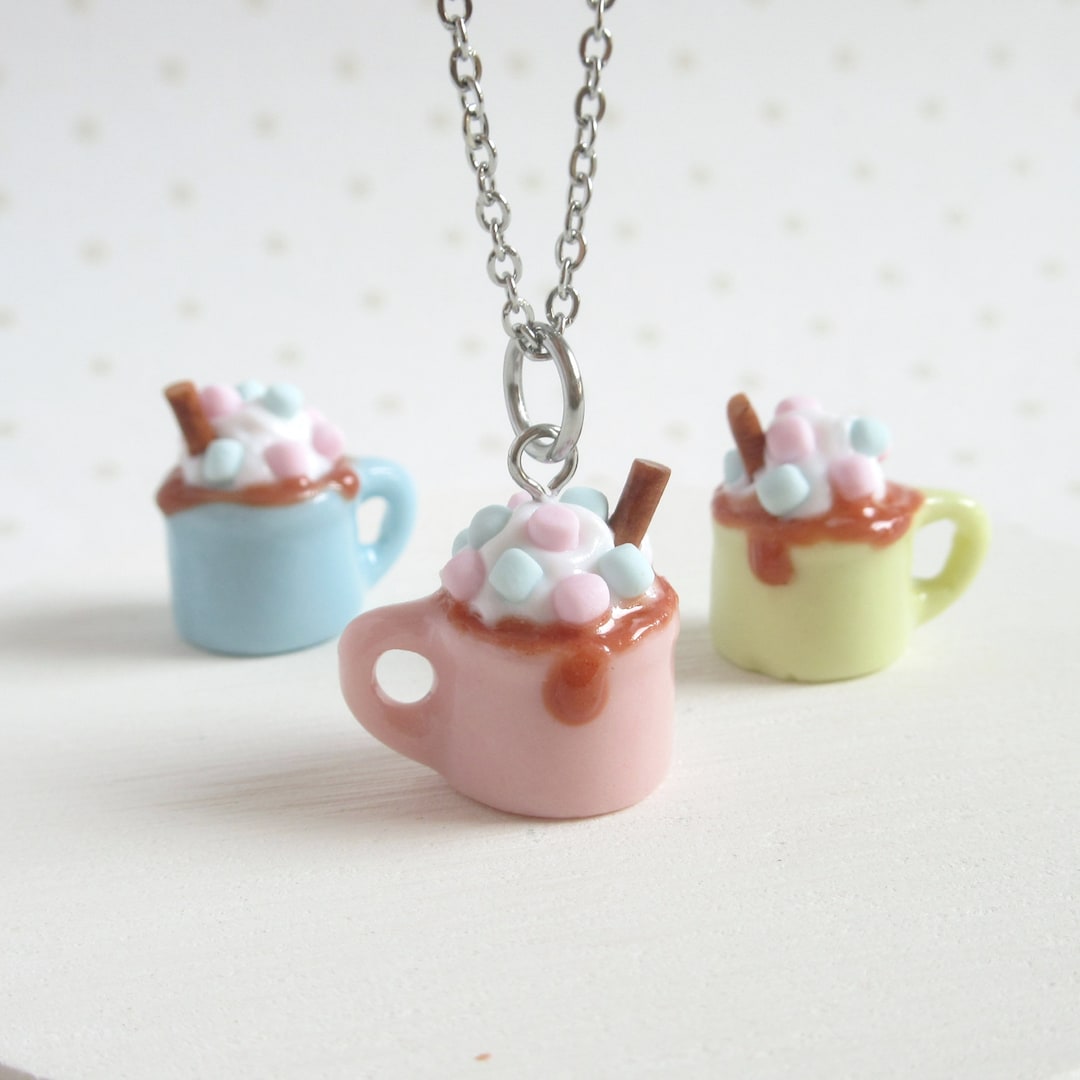 Marshmallow Hot Chocolate Charm Necklace - Etsy