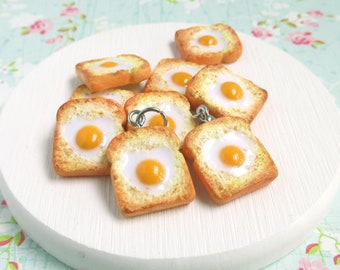 Egg In Hole Toast Bread, Miniature Food Charm