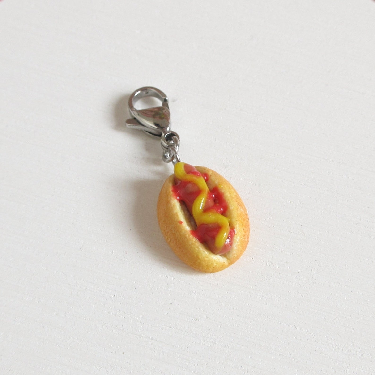 Hot Dog Charm Necklace or Keychain Miniature Food Jewelry Etsy UK