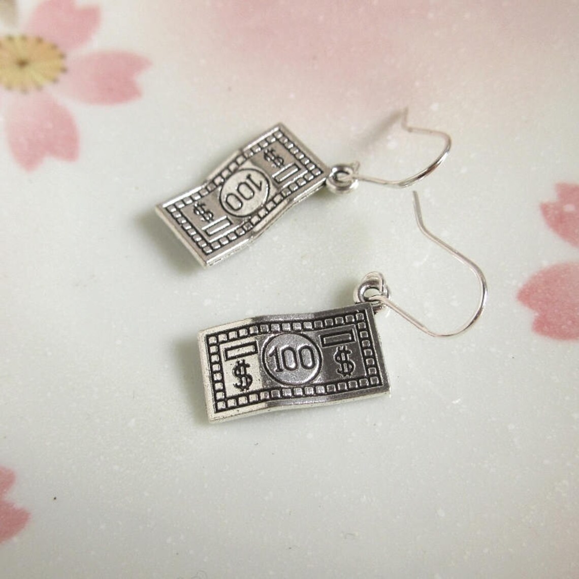 Money Earrings Silver Dollars Earrings Miniature 100 Bill Etsy