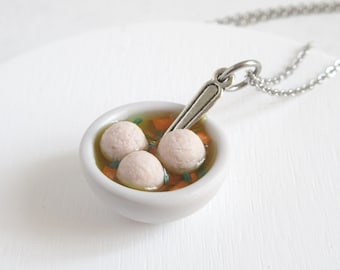 Meatball Soup Charm, Necklace, Keychain, Polymer Clay Food