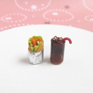 Veggie Burrito Lemon Cola Earrings, Miniature Food, Cute Personalized Gift For Best Friends
