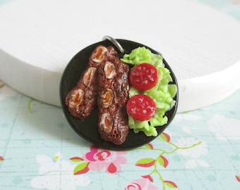 Adorno de costillas de res a la parrilla, miniatura de arcilla polimérica