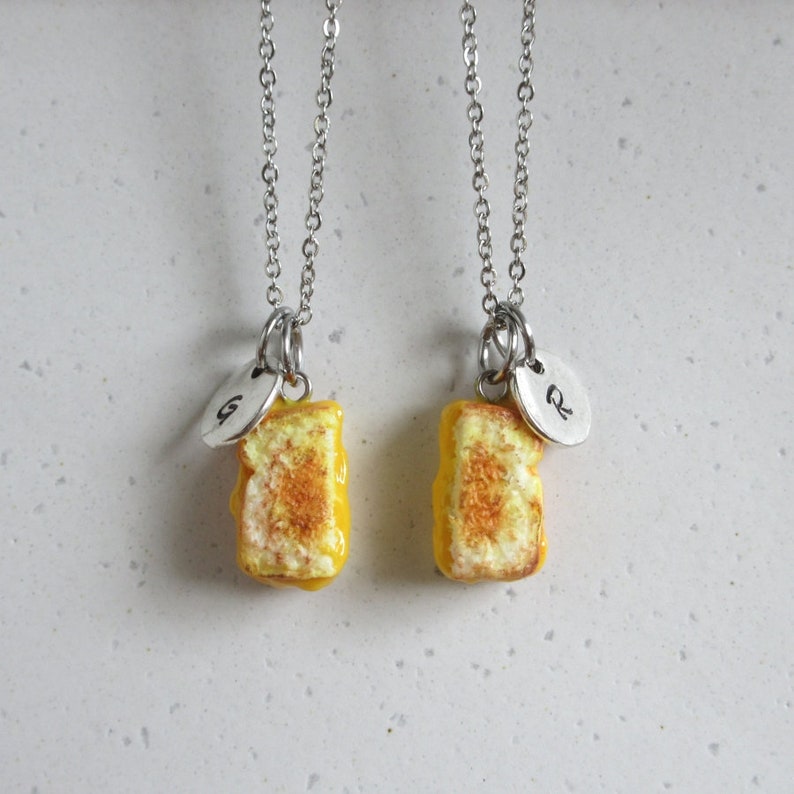 Grilled Cheese Sandwich Keychain or Necklace Initial Charm Etsy