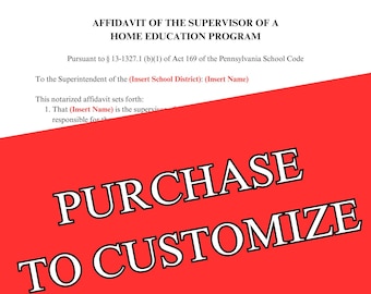 Beëdigde verklaring en doelstellingen PA Homeschool | Bewerkbare Word-sjabloon | Pennsylvania Homeschool Paperwork K-12