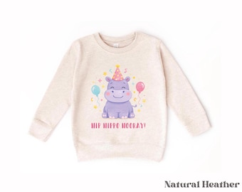 Hippo Birthday Shirt Toddler, Hip Hippo Hooray Sweatshirt, Cute Hippo Shirt, Kids Birthday Outfit, Girl Birthday Shirt, Birthday Gift