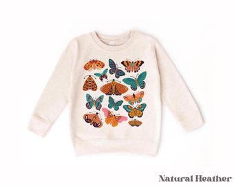 Boho Moth Toddler Shirt - Butterfly Tee - Spring Natural Kids Sweatshirt - Butterfly Natural Toddler Tee