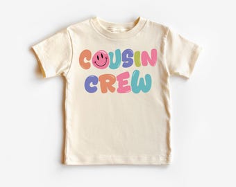 Cousin Crew Smiley Face Toddler Shirt - Retro Cousin Crew Kids Sweatshirt - Cute Matching Cousins Natural Toddler Tee - Cute Bodysuit