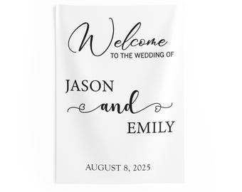 Custom Wedding Welcome Tapestry: Modern Personalized Banner
