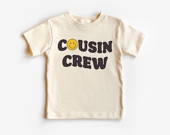 Cousin Crew Smiley Face Toddler Shirt - Retro Cousin Crew Kids Sweatshirt - Cute Matching Cousins Natural Toddler Hoodie - Bodysuit