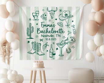 Custom Western Bachelorette Tapestry: Nashville Cowgirl Party Decor