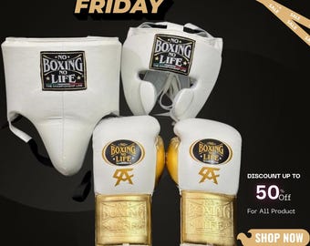 Hochwertiges Boxset aus Leder | Maßgefertigte Boxhandschuhe, Kopfschutz und Tiefschutz | Sparring- und Trainingsausrüstung
