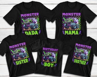 Personalized Monster Truck Birthday Shirt: Custom Name Family Tee