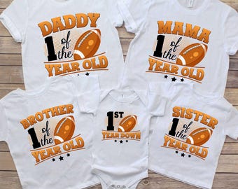 Football 1st Birthday Family Shirts: 1st Year Down Outfit